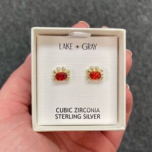 Dainty Red and Gold Sterling Silver Crab Earrings